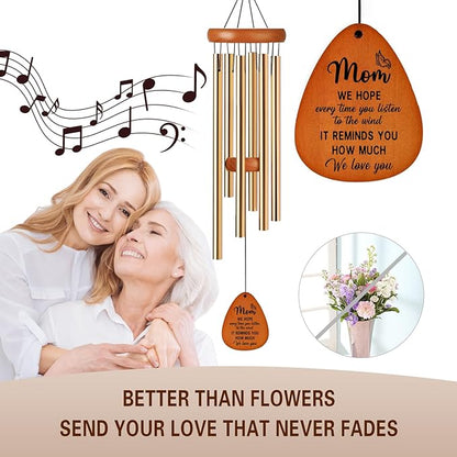 Gifts for Mom, Wind Chimes for Mom, Perfect Mother's Day Present for Mother, Birthday Gift from Daughter Son, Love Reminder Gifts for Birthday Thanksgiving Christmas Anniversary (Gold)