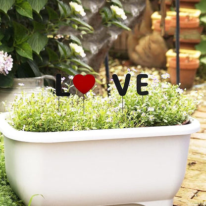 Metal Welcome Letter Yard Sign Garden Decor, Love Letter Word Yard Art Stake Metal Plant Pick Stick for Plant Pot Flower Bed Indoor Outdoor Patio Lawn Spring Decor (Love welcome)