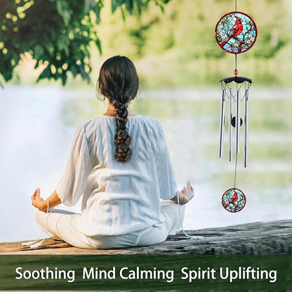 Wind Chimes for Outside 26" Cardinal Wind Chimes Outdoor Home Patio Garden Decor Windchimes Outdoors Gift Ideas for Women Mom Grandma Sisters