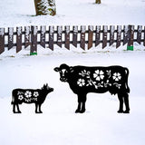 Cow Metal Decorative Garden Stakes Cow Gifts for Women Men Mom Birthday Gifts Silhouette Statues for Garden Decor, Yard Art, Patio, Outside, Lawn Ornaments, Outdoor Decorations