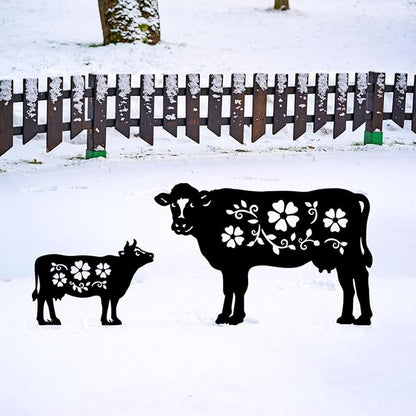 Cow Metal Decorative Garden Stakes Cow Gifts for Women Men Mom Birthday Gifts Silhouette Statues for Garden Decor, Yard Art, Patio, Outside, Lawn Ornaments, Outdoor Decorations