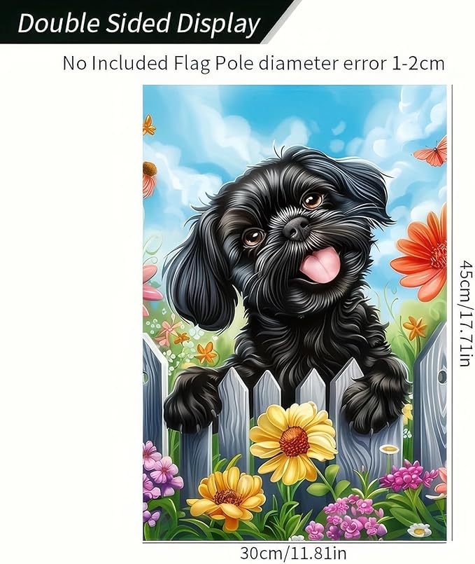 BlissYard Welcome Spring Summer Garden Flag Shih Tzu Dog 12 X18 Inch Double Side Colorful Flowers Yard Flag Butterfly Puppy Banner Seasonal Yard Flag Outdoor Decoration for Porch Lawn Patio Flower
