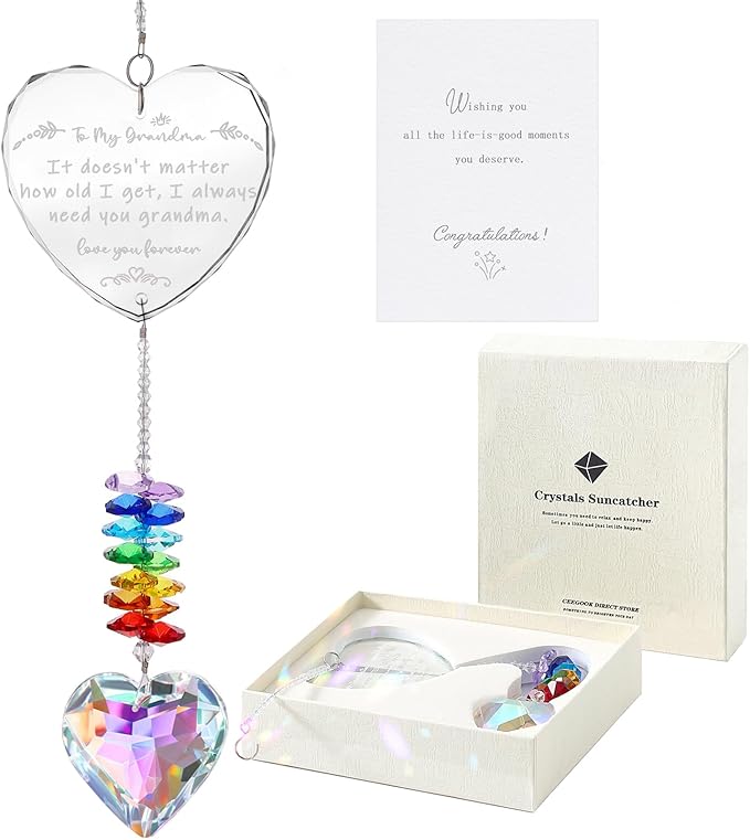 Grandma Gifts, K9 Crystal Suncatcher Grandma Birthday Gifts from Granddaughter Grandson Grandchildren Grandkids for Mothers Day Christmas
