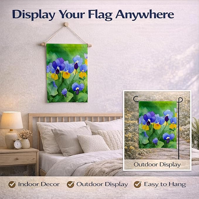 Caroline's Treasures Illinois Violet in Watercolor Garden Flag Mailbox Flag Decorative Yard Flag Banner Outside Patio Artwork Yard Flower Beds, Garden Size, Multicolor