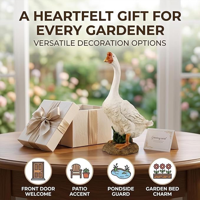 Porch Goose Statue Outdoor Decor for Garden, 20.67" Fairy Yard Figurines Home Sculptures for Lawn Patio Front Porch Backyard