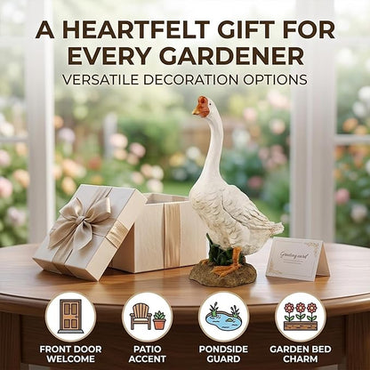 Porch Goose Statue Outdoor Decor for Garden, 20.67" Fairy Yard Figurines Home Sculptures for Lawn Patio Front Porch Backyard
