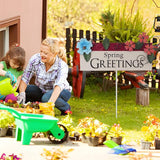 Spring Decor Outdoor Spring Greetings Flower Metal Garden Stakes Decorative Colorful Floral Welcome Sign Yard Art Garden Decorations for Home Outside Lawn Porch Backyard Walkwa