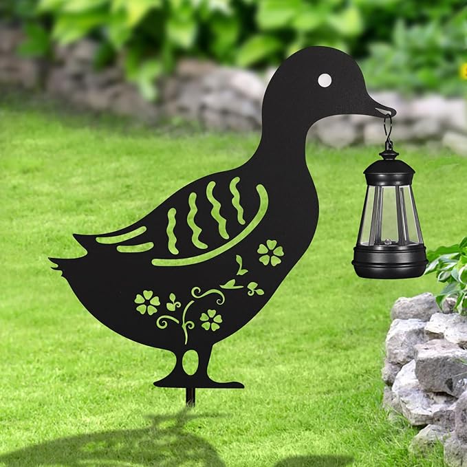 2Pack Solar Outdoor Garden Lights Stakes Solar Metal Flower Duck Lawn Deco Statue Patio, Outdoor Decor, Garden Decorations, Lawn Ornaments