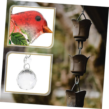 INOOMP Stained Bird Hanging Decor Bird Ornament with Crystals for Garden and Home Vibrant Art Sculpture for Tree and Outdoor Scene