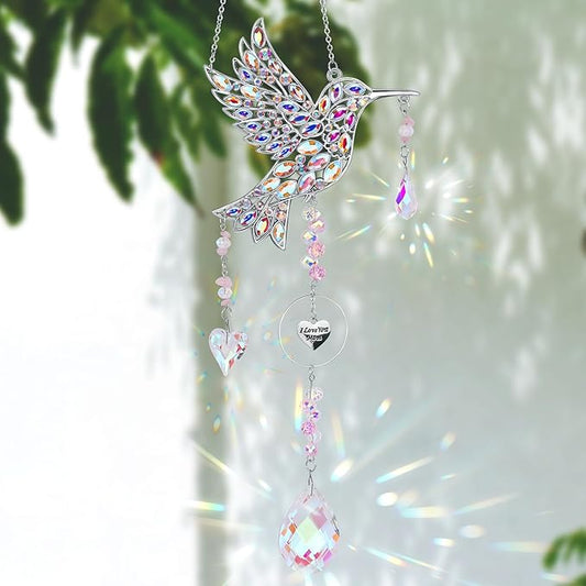 Mom Birthday Gifts from Daughter - Mom Gifts for Mother's Day Birthday - Sun Catchers Indoor Window Hummingbird Gift for Women Bird Lovers Mother Grandma Outdoor Garden Home Decor