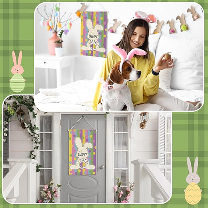 Tegeme 3 Pcs Happy St Patricks Door Decorations Easter Door Banner Hanger Sign Easter Hanging Flag Ornaments for Holiday Party Indoor Outdoor Decor 11.8 x 19.7 Inch