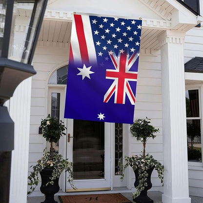 USA Australia Combination Flag 3X5FT, Double Sided 3Ply, American Australian Flags, Men Women Banner,Vibrant Colors, Double Stitched with 2 Brass Grommets, Bar Garden Street Decoration, GYM, Office Decor,Indoor Outdoor Use,Gifts. (US-AUS-X, 3x5ft3ply)