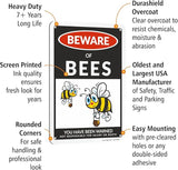 SmartSign Funny Beware Of Bees Warning Sign - 10"x7", 40 mil Laminated Rust-free Aluminum - Metal Signs for Home, Farmhouse, Club, Garden, Outdoors, Patio, Gifts, Cafe - Bees Theme, Made in USA