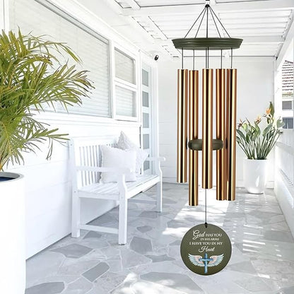 Personalized Wind Chimes, in Loving Memory of Sympathy Wind Chimes, Cross Memorial Wind Chime, Loss of Loved Dad/Mom, Heaven Wing Funeral Gifts, Listen to the Wind, Produced in USA