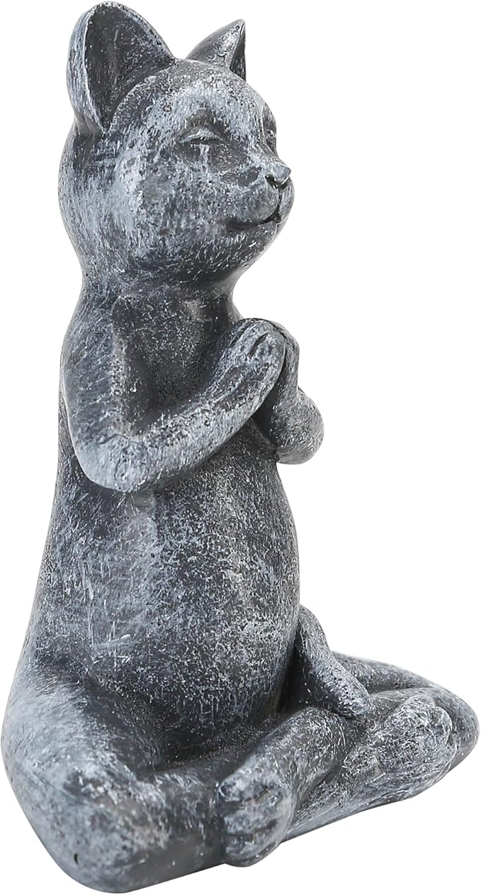 Yoga Cat Meditating Buddha Zen Figurine Art Statue Sculptures Ornament, Handmade Resin Budda Meditation Decorative Sculpture Decoration for Indoor Outdoor Home Patio Yard Lawn Garden Decor