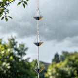 9.6 Ft Rain Chains for Outside, Decorative Metel Rain Gutter Chain with 10 Colorful Cups for Eaves Drainage, Replacement for Downspout