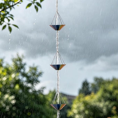 9.6 Ft Rain Chains for Outside, Decorative Metel Rain Gutter Chain with 10 Colorful Cups for Eaves Drainage, Replacement for Downspout