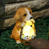 Fairy Garden Statues,Fairies Garden House with Solar Powerd Night Light,Yard Decorations Outdoor Fairy Yard Accessories Decor for Outside (Dog)