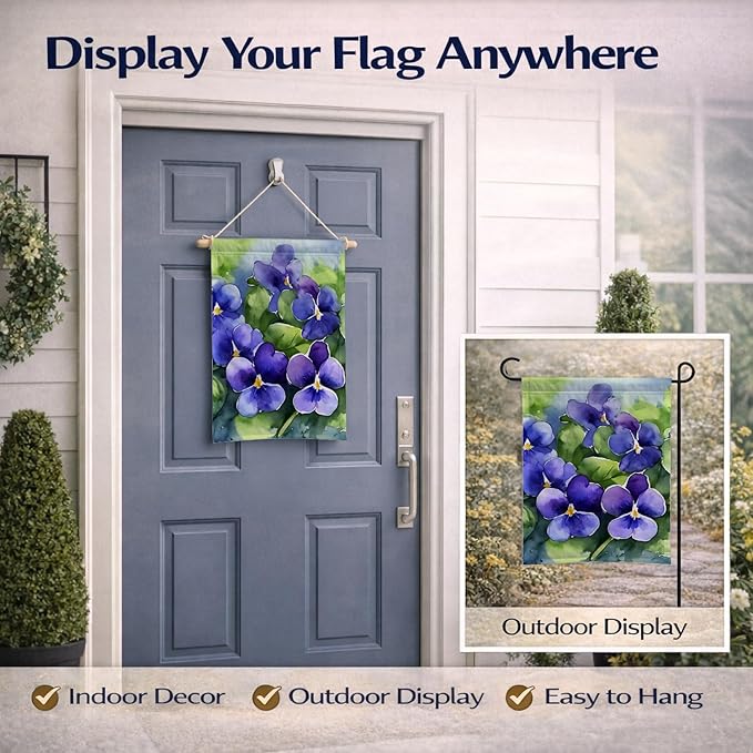 Caroline's Treasures Rhode Island Violets in Watercolor Garden Flag Mailbox Flag Decorative Yard Flag Banner Outside Patio Artwork Yard Flower Beds, Garden Size, Multicolor