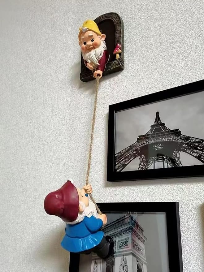 Real Gnome Statue, Garden Climbing Elves Sculpture, Outdoor Fairy Door Figurines, Fairy Hanging Decor, Tree Hugger Perfect for Garden Lovers Lawn, Patio,Yard Decor,Tree Peeker (2Pcs)