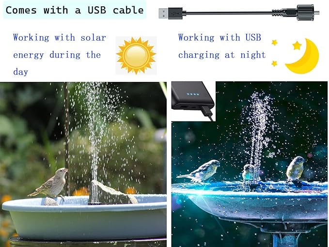 Lewisia 3-Tier Solar Bird Bath Fountain Water Pump Solar Powered Waterfall Feature for Birdbath Garden Backyard Pond Pool Outdoor Decoration 2.5W