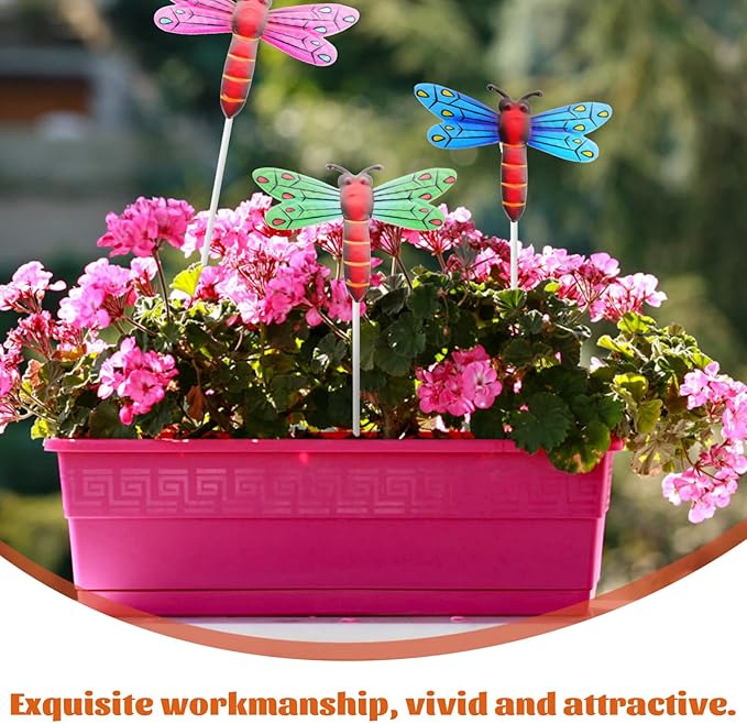 Yardwe 4pcs Dragonfly Garden Stake Decor Decorative Stakes for Outdoor Patio Simulation Dragonfly Design Lightweight Garden Ornaments