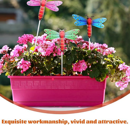Yardwe 4pcs Dragonfly Garden Stake Decor Decorative Stakes for Outdoor Patio Simulation Dragonfly Design Lightweight Garden Ornaments
