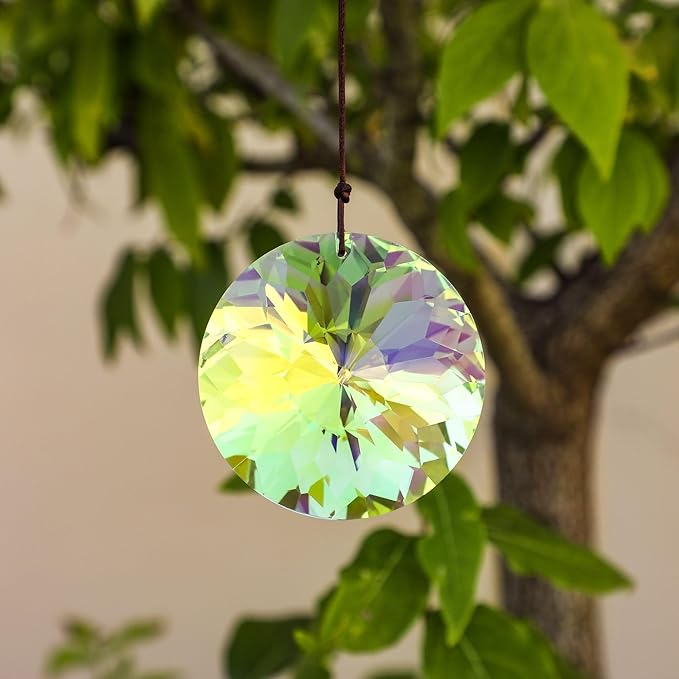 3"/79mm Hanging Crystal Prism Suncatcher for Window Large Sun Catchers AB Colored Faceted Prisms Ornament Rainbow Maker Chandelier Crystal Pendant