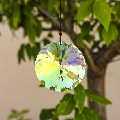 3"/79mm Hanging Crystal Prism Suncatcher for Window Large Sun Catchers AB Colored Faceted Prisms Ornament Rainbow Maker Chandelier Crystal Pendant