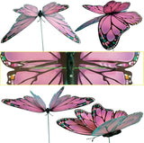 Giant Butterfly Garden Stakes Decorations Outdoor 3D Pink Butterflies Lawn Decorative Yard Decor Patio Accessories Ornaments PVC Gardening Art Christmas Whimsical Gifts (Pack of 24)
