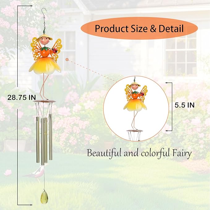 MUMTOP Butterfly Wind Chimes for Outside, Metal Deep Tone Memorial Sympathy Wind Chime Fairy Windchimes for Patio, Outdoor,Garden,Yard,Window,Home Decor or Gifts for Women