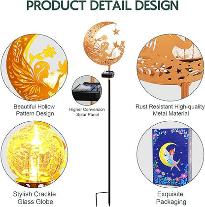 ZNYCYE Solar Lights Outdoor Decorative Moon Angel Solar Stake Lights Pathway Lights, Mothers Day Gifts for Mom Women Grandma,Fairy Garden Decor Waterproof for Walkway, Yard, Lawn, Patio (Warm White)