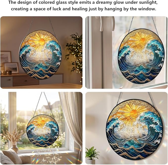 Stained Glass Window Hanging,suncatcher Stained Glass kit,Stained Glass Ornament, Garden suncatchers for Windows Hanging,Window Decor or Indoor,Gifts for Women, Lovers, Couple, Friends