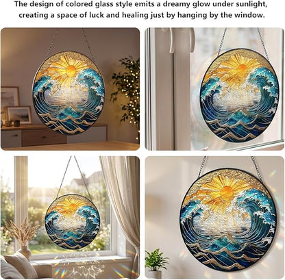 Stained Glass Window Hanging,suncatcher Stained Glass kit,Stained Glass Ornament, Garden suncatchers for Windows Hanging,Window Decor or Indoor,Gifts for Women, Lovers, Couple, Friends