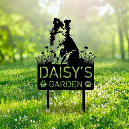 Custom Shetland Sheepdog Dog Metal Memorial Garden Stake Personalized Pet Grave Marker Name Sign Remembrance Stake Decor Sympathy Dog Loss,Outdoor Statues for Yard Garden Lawn Patio Pathway Grave.
