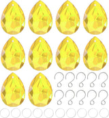 H&D HYALINE & DORA 10pcs Bauhinia Crystal Suncatcher Prisms Chandelier Beads Replacement 38mm Hanging Crystals Ornament Pendant for Window Wedding Party Decor,Yellow