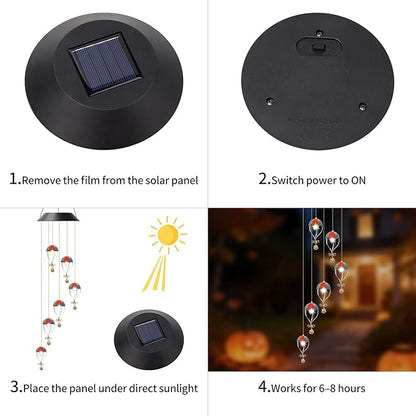 Solar Hot Air Balloon Wind Chime for Outside Garden, Patio, Yard – Decor for Festivals/Birthday/Christmas, for Women Mom Home Garden Patio Haing
