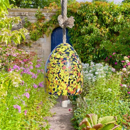 Gift Essentials Blown Glass Bell Wind Chime 5.5 Inches (Yellow)