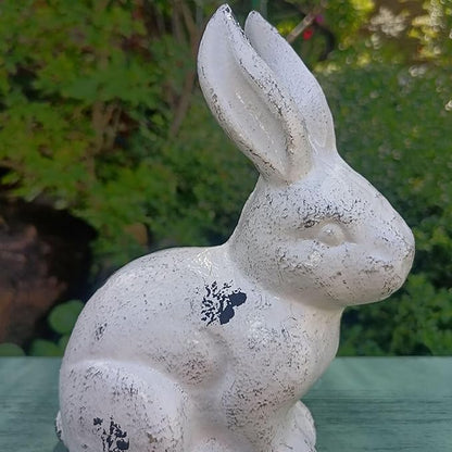 Antique Mode Metal Rabbits Sculpture Handcrafted Outdoor Decoration for Farm Garden Bookshelf Iron Garden Statue