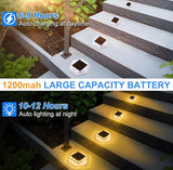 Solar Deck Lights Dock Step Lights- 8 Packs Waterproof 1200mAh Auto ON/Off LED Solor Powered Stair Lighting for Outdoor Garden, Patio, Pathway, Walkway, Driveway (Warm White)