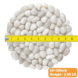 River Rock Stepping Stones Outdoor for Garden Walkway, 10 inch Diameter 6 Pcs Round Shape Paver Step Stones Polished Pebble River Stone Mat for Yard Lawn Patio Pathway Walk Way - White