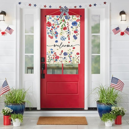 Baccessor 4th of July Patrioctic House Flag 28 x 40 Inch Double Sided God Bless America Memorial Day Floral Large House Flag Vertical Summer Seasonal Usa Yard Outdoor Outside Decoration