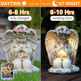 Solar Garden Outdoor Statues Lights, Resin Angel Figurine Light for Patio, Balcony, Yard, Lawn Ornament, Unique Housewarming Gifts and Yard Decor