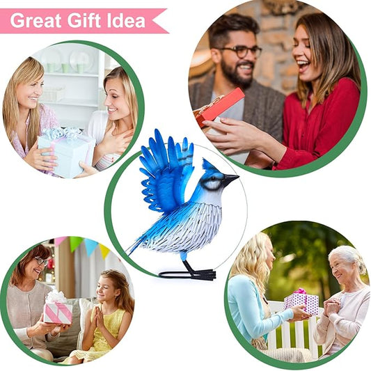 Nacome Blue Jay Garden Decor Metal Yard: Weatherproof Sculptures with Stakes Easy to Assemble Ornaments for Indoor Outdoor Yard Lawn Art - Mother's Day Birthday Gifts for Mom Women Grandma