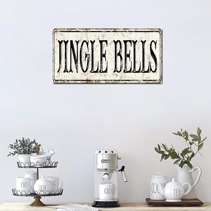 Madcolitote Personalized Jingle Bells Street Sign Vintage Jingle Bells Wood Signs Wall Art Rustic Wall Decorations for Living Room Home Decor for Home Man Cave Gate Garden Bars Cafes 6x12in