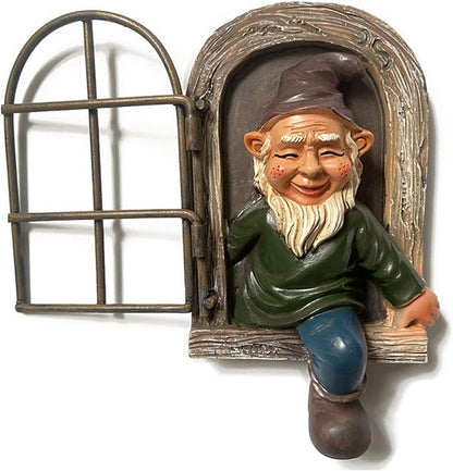 Tirifer Garden Gnomes Elf Out The Door Tree Hugger, Decor Outdoor 3D Dwarves Outdoor Tree Sculpture Gnome Tree Decor Garden Peeker Figurine Yard Art Garden Decoration