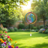 Ramadan Wind Spinners Outdoors Stainless Steel Wind Sculpture Spinner for Garden Outside Hanging Decor Gradient Twisted Winds Chimes for Eid Mubarak Theme Yarn Home Garden Decor 2Pcs