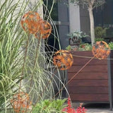 Rusty Metal Wild Flowers Garden Stakes 11.82 x 8.47 inches, Decorative Flowers Yard Stake Metal Art for Outdoor Garden Lawn Decor(Flower-B)