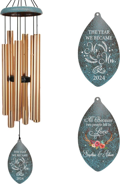 ASTARIN Wedding Gifts Wind Chime, Personalized Names & Date Wind Chimes Gifts for Couple 2026, Wedding Gift for Newlywed Bride Groom Husband Wife, Valentine’s Day Anniversary(Produced in USA)