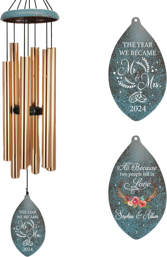 ASTARIN Wedding Gifts Wind Chime, Personalized Names & Date Wind Chimes Gifts for Couple 2026, Wedding Gift for Newlywed Bride Groom Husband Wife, Valentine’s Day Anniversary(Produced in USA)